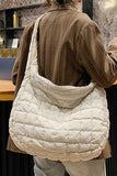 Beige Quilted Zipper Large Jennie  Shoulder Bag