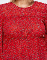 Floral printed sleeve top (red)